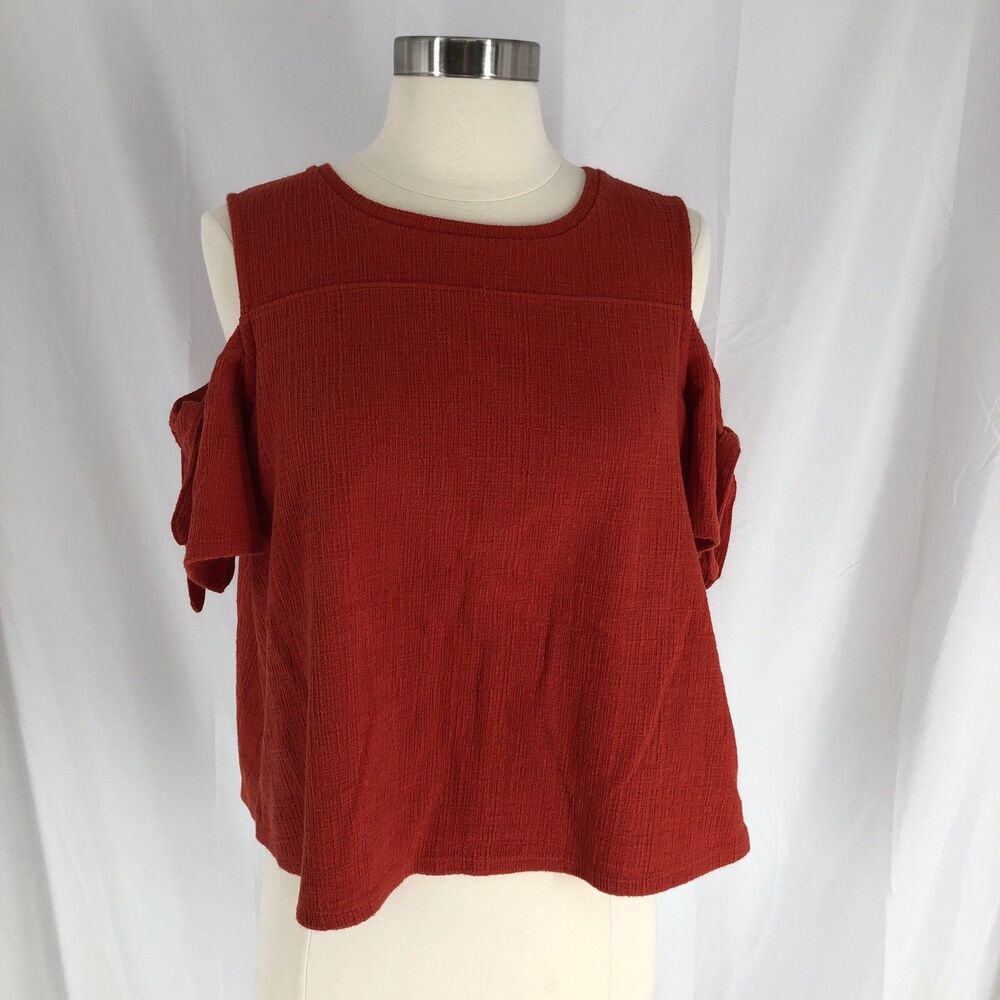 Madewell Large Women Skylark Cold-Shoulder Short Sleeve Top Cropped